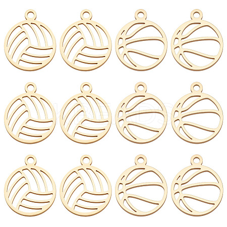 12Pcs 2 Styles Stainless Steel Charms STAS-ME0002-87-1