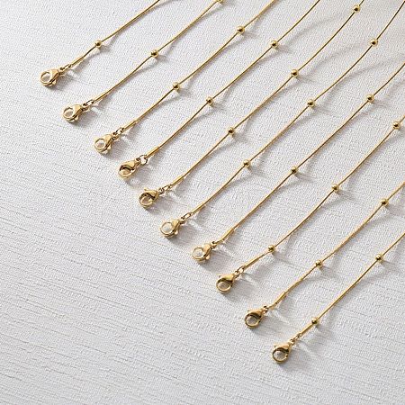 3MM 304 Stainless Steel Round Snake Chain Necklaces for Women Men NJEW-F351-03G-1