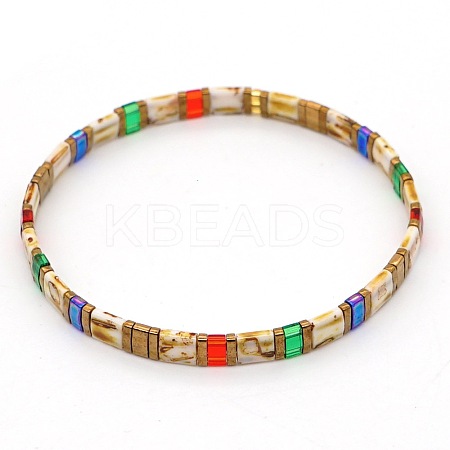 Rainbow Bohemian Style Glass Beads Stretch Bracelets RM1844-16-1