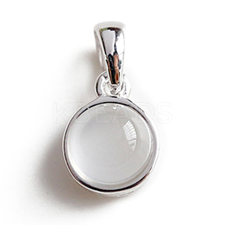 Natural White Agate Half Round Charms G-NH0001-12E-1