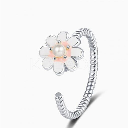 Dasiy Rotatable Open Cuff Rings for Women RJEW-C118-05P-1
