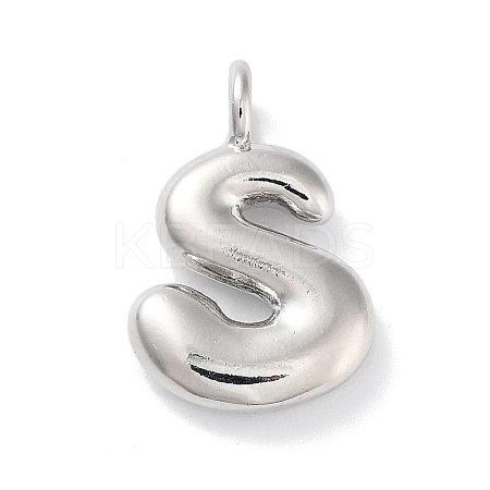 Rack Plating Brass Balloon Letter Pendants KK-C050-01P-S-1