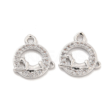 Brass Micro Pave Clear Cubic Zirconia Charms KK-Z044-20P-1