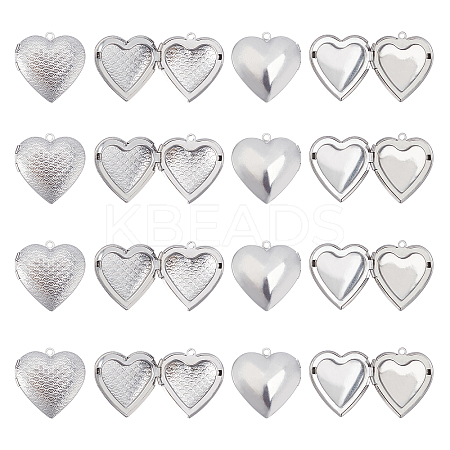 16Pcs 2 Style 316 Stainless Steel Locket Pendants STAS-DC0002-69-1