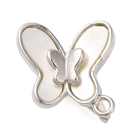 Brass with Natural Shell Fold Over Clasps KK-G505-27P-1