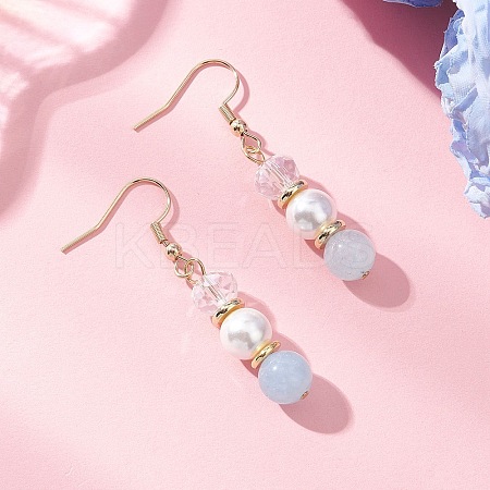 Round Dyed Natural Quartz Dangle Earrings EJEW-JE06778-01-1