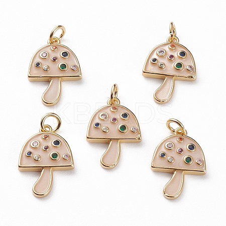 Brass Micro Pave Colorful Cubic Zirconia Pendants X-KK-C100-09G-1