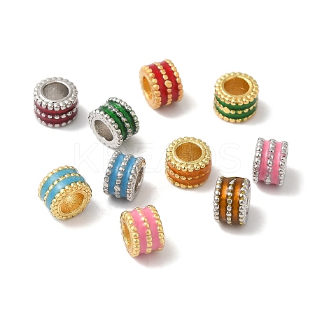 Rack Plating Brass Enamel Beads KK-S375-01-1