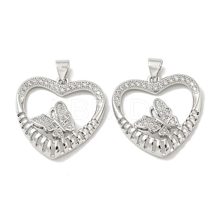 Rack Plating Brass Micro Pave Cubic Zirconia Pendants KK-F869-17P-1