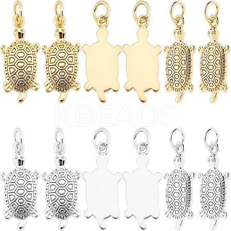 12Pcs 2 Colors Brass Micro Pave Clear Cubic Zirconia Pendants ZIRC-FH0001-29-1