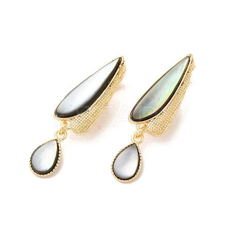 Teardrop Brass Fold Over Clasps KK-Z073-35G-02-1