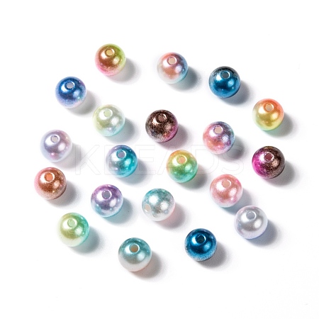Rainbow ABS Plastic Imitation Pearl Beads OACR-Q174-3mm-M-1