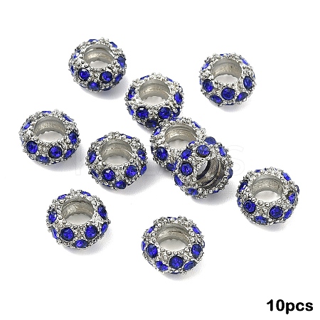 10Pcs Alloy Rhinestone European Beads CPDL-YW0001-02F-1