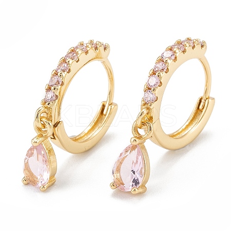 Brass Micro Pave Cubic Zirconia Huggie Hoop Earrings EJEW-K087-03G-03-1