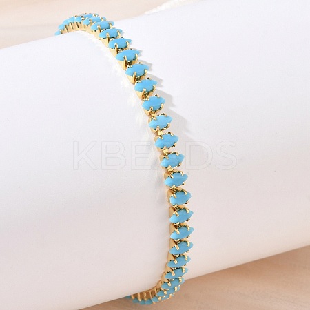 Synthetic Turquoise Tennis Bracelets KK-CBA964F-01G-01-1