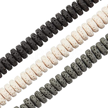 3 Strands 3 Colors Natural Lava Rock Beads Strands G-OC0002-83-1