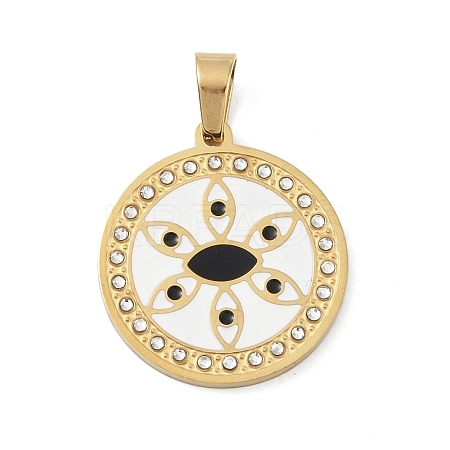 Ion Plating(IP) 304 Stainless Steel Enamel Rhinestone Pendants STAS-Q325-03B-G-1