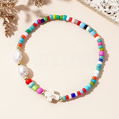 Glass Seed Beaded Stretch Bracelets FX6594-2-1
