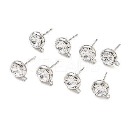 SHEGRACE Brass Rhinestone Flat Round Stud Earring Findings XGR0099P-120P-1