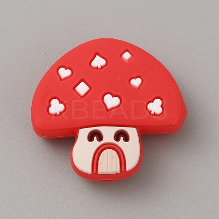 Mushroom Food Grade Eco-Friendly Silicone Beads LS-SIL-WH0010-14A-1