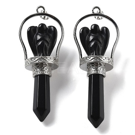 Natural Obsidian Pointed Big Pendants KK-H491-01P-06-1