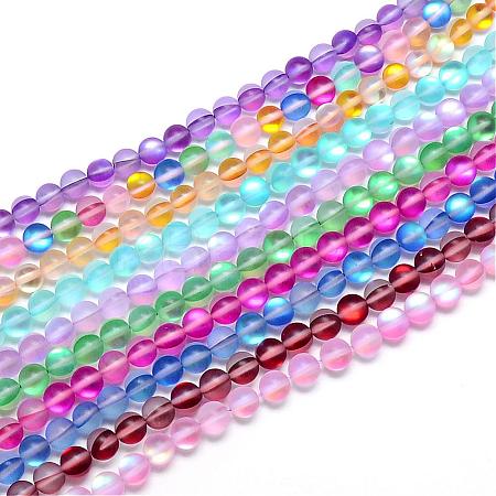 Synthetic Moonstone Beads Strands G-R375-10mm-A-1