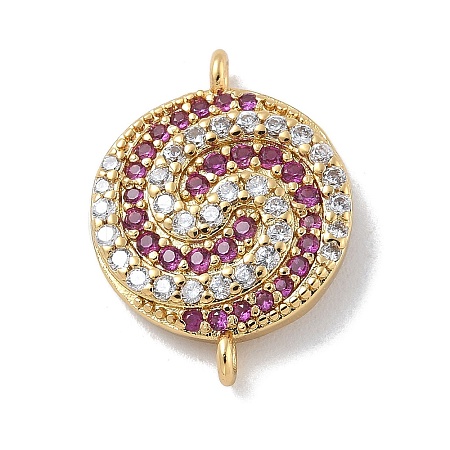 Rack Plating Brass Micro Pave Orchid & Clear Cubic Zirconia Vortex Connector Charms KK-A234-057G-1