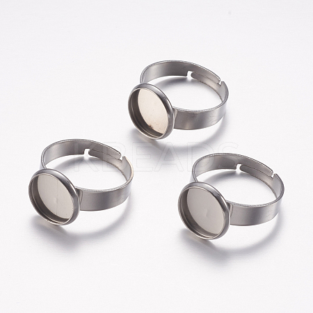 Tarnish Resistant Adjustable 304 Stainless Steel Finger Rings Components STAS-F149-18P-E-1
