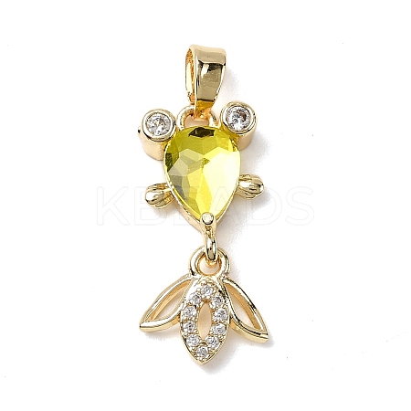 Brass Micro Pave Cubic Zirconia Pendants KK-K375-27G-17-1