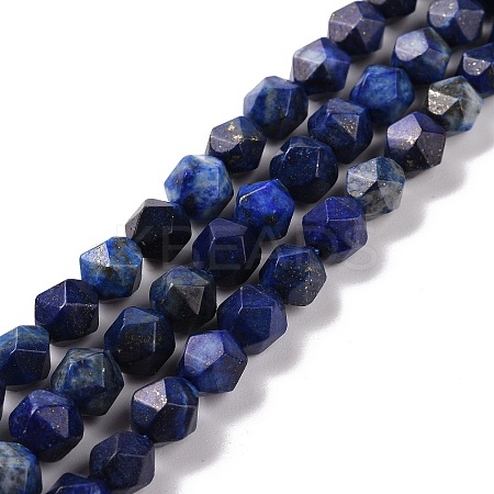 Faceted Natural Gemstone Lapis Lazuli Bead Strands LS-G-J331-25-8mm-01-1