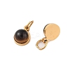 Ion Plating(IP) Natural Tiger Eye Half Round Charms with Jump Ring STAS-A097-05G-05-2