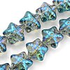 Half Rainbow Plated Electroplate Transparent Glass Beads Strands EGLA-G037-07A-HR04-1