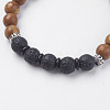 Natural Lava Rock & Coconut Stretch Bracelets BJEW-I241-03O-2