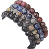 4Pcs Constellation 8mm Round Natural Larvikite & Blue Spot Jasper & Rhodonite & Picasso Jasper Beaded Stretch Bracelets for Women BJEW-JB10639-5