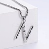 3Pcs 304 Stainless Steel Textured Letter Pendant Box Chain Necklaces LW4134-39-1