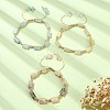 3Pcs 3 Style Natural Mixed Gemstone Cube Braided Bead Bracelets Set BJEW-TA00345-5