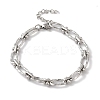 Non-Tarnish 304 Stainless Steel Twisted Oval Link Chain Bracelets for Women BJEW-B092-08P-02-1