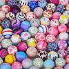 Printed Round with Leopard Print Pattern Silicone Focal Beads SI-JX0056A-101-4