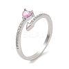 Heart Brass Micro Pave Cubic Zirconia Open Cuff Rings for Women LS-RJEW-S416-02P-01-1