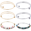 6Pcs 2 Colors Ion Plating(IP) 304 Stainless Steel Bangles Making MAK-BBC0001-22-1