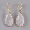 Teardrop Natural Quartz Crystal Dangle Earrings EJEW-JE02998-02-2