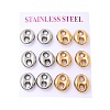 6 Pairs 304 Stainless Steel Stud Earrings EJEW-P340-02A-4