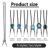 6Pcs 6 Styles PU Leather Acrylic & Resin Cord Bolo Tie Lariat Necklaces for Women NJEW-DC0001-12-2
