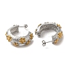 Tarnish Resistant Ring with Flower 304 Stainless Steel Stud Earrings EJEW-C075-03P-2
