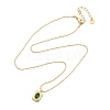 304 Stainless Steel Green Cubic Zirconia Pendant Necklaces for Women NJEW-C078-01D-G-4