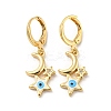Real 18K Gold Plated Brass Dangle Leverback Earrings EJEW-A033-18G-04-1