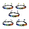 Dyed Natural & Synthetic Mixed Gemstone Round Braided Bead Bracelet BJEW-JB09624-1