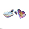Ion Plating(IP) 304 Stainless Steel Heart Stud Earrings for Women EJEW-F300-03MC-2