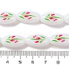Printing Glass Oval Beads for Necklaces Bracelets Making GLAA-B020-01A-12-5
