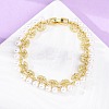 Cherry Brass Micro Pave Clear Cubic Zirconia Link Bracelets for Women BJEW-G740-02G-1